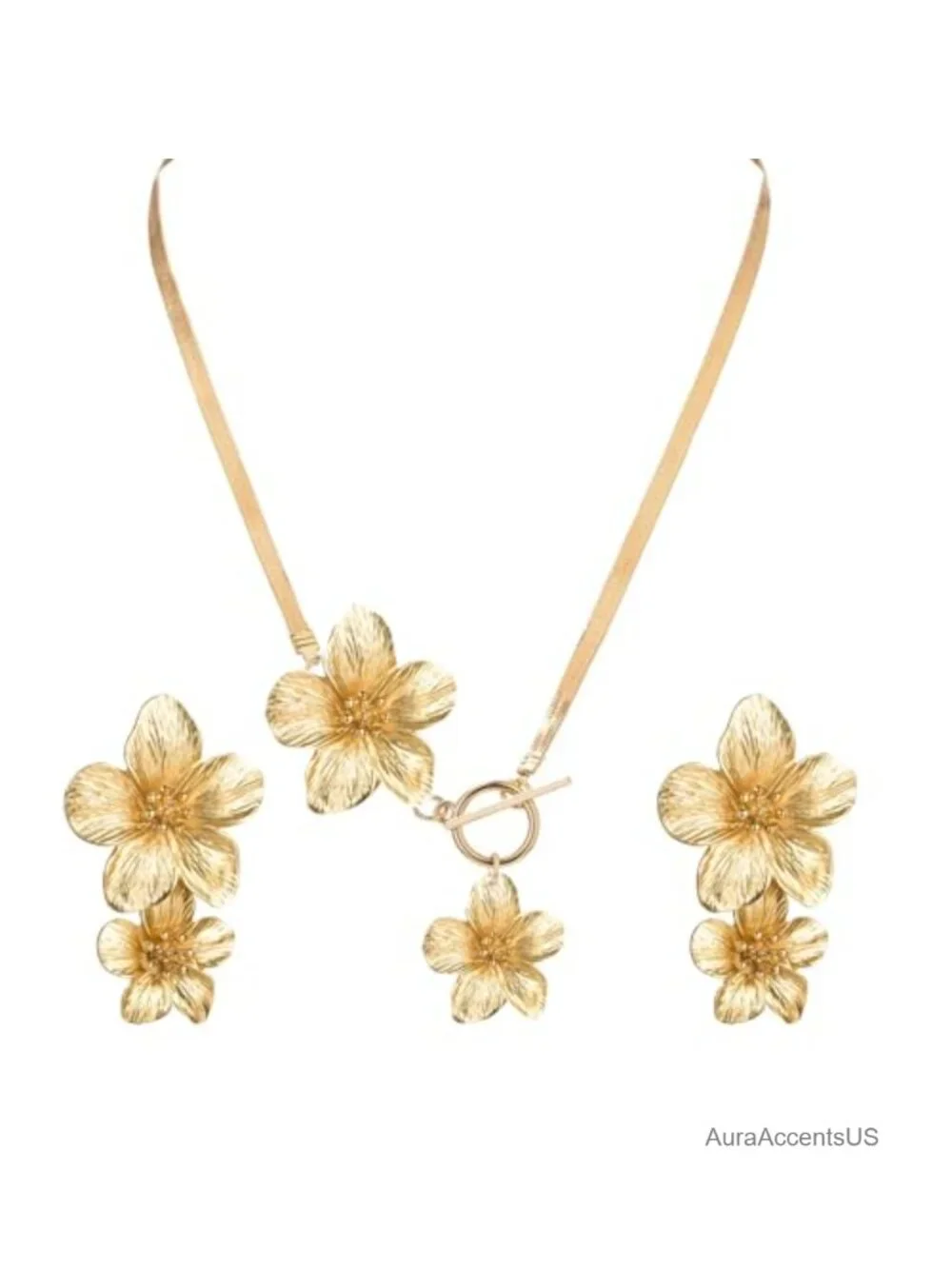 Gold Floral Statement Jewelry Set for Wedding Guest Dress Boho Summer